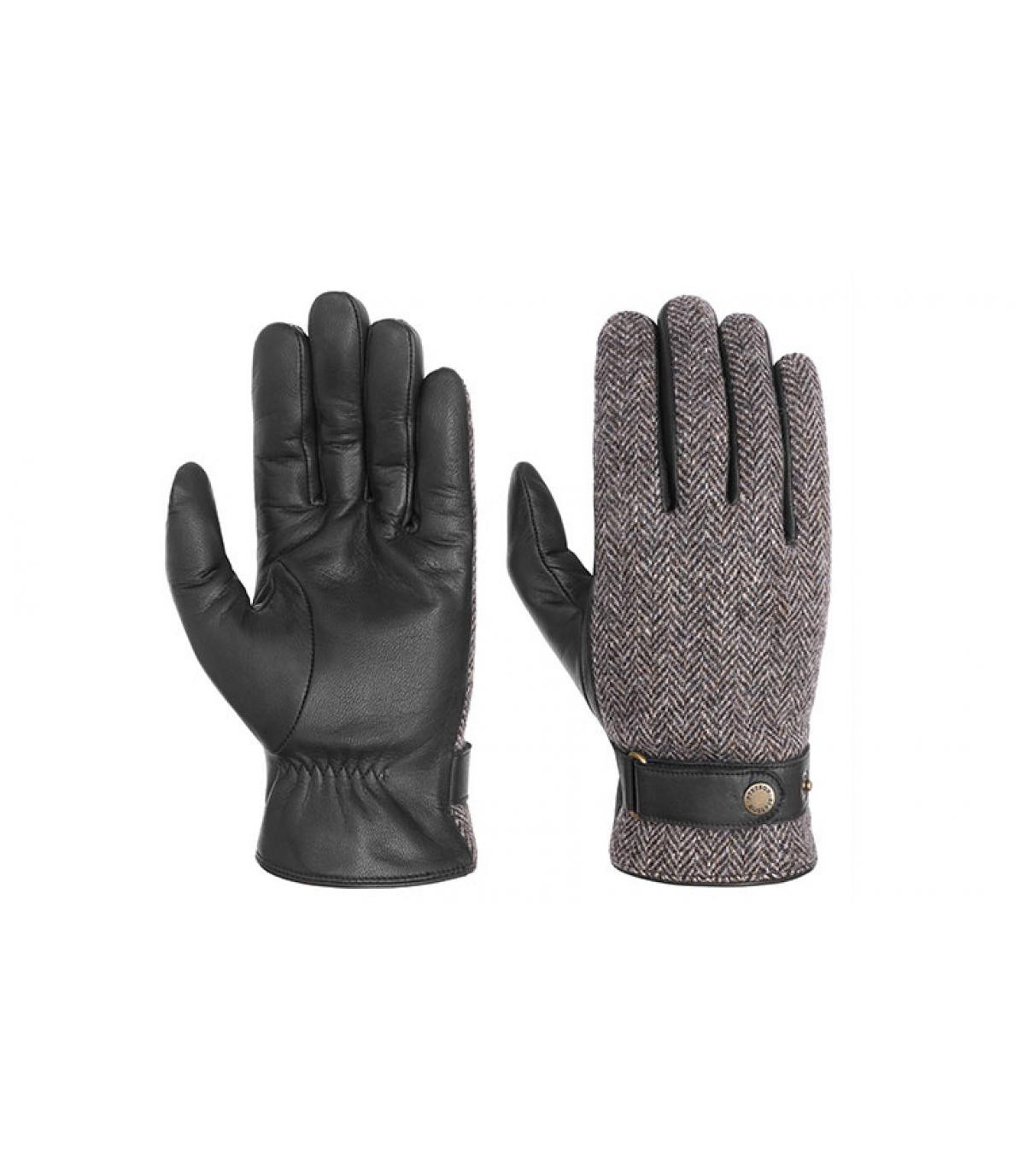 Handschuhe Leder Tweed Stetson Gloves Goat Nappa Woolrich black